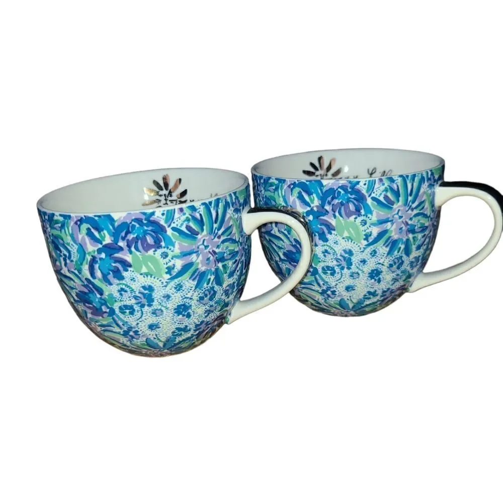 Lilly Pulitzer 2 coffee/ tea cups mugs